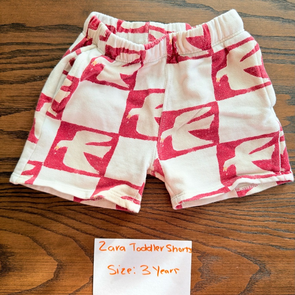 Zara Kids Red and White Patterned Shorts